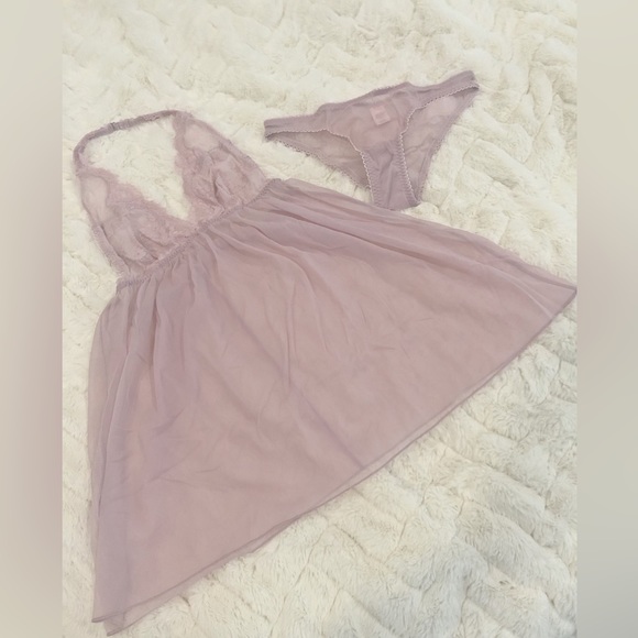 Victoria's Secret Other - VERY SEXY Victoria’s Secret Small completely sheer lace trim halter babydoll set